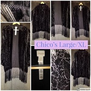 Black Burnout Velvet Stage Worn Duster Coat/Jacket